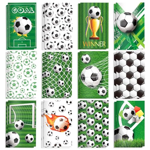 Mini-Notizblock mit Sportmotiven, Fußball-Abdeckung, lineare Haftnotizen, Fußball-Muster, Mini-Notizbuch, 8,9 x 12,4 cm, 16 Seiten für Gastgeschenke, 12 Stück von JOINFANXIN