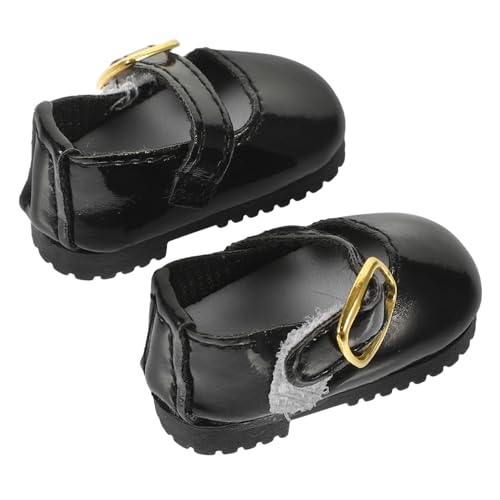 JOINPAYA 1 Paar Mini Bjd Schuhe Puppe Lederschuhe klein erste Mädchen puppenspielzeug Puppen Kleidung Puppen-Verkleidung Puppen-Design Puppenlederschuhe für Kleid Puppenoutfits Schuhe Black von JOINPAYA