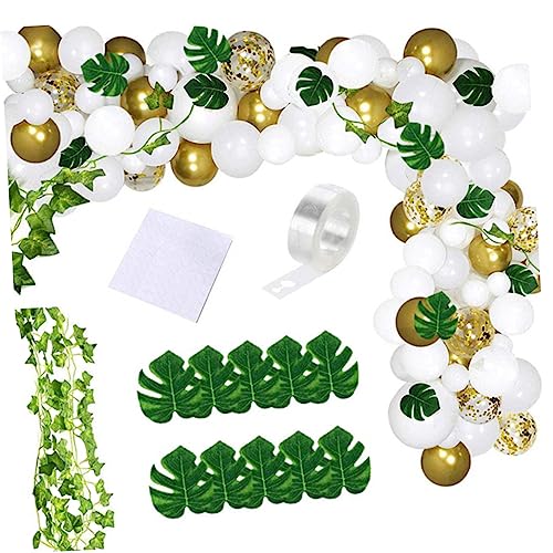 JOINPAYA 124 Stücke Party Dekorationen Ballon Set Rattan Monstera Mix Farbe Gold Weiß Grün JOINPAYA 124 Stücke Party Dekorationen Ballon Set Rattan Monstera Mix Farbe Gold Weiß Grün von JOINPAYA