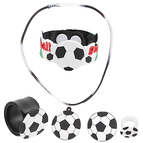 JOINPAYA 1 Satz Fußball-party- Für Jungs Kind Halskette Sportlich Einhandzwinge Kreatives Slap-armband Neuheit Brosche Ring Lustiger Ring Brosche Pvc von JOINPAYA