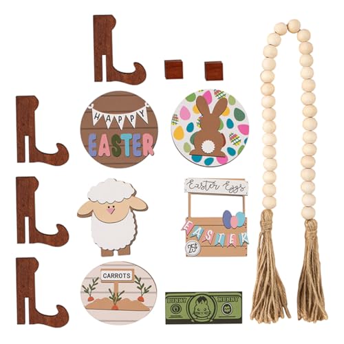 JOINPAYA Osterdekorations-Set Gestufte Tablett-Dekorationen Hase Schaf Holzschild Heimtischdekoration Osterparty-zubehör Bauernhaus-Stil- JOINPAYA Osterdekorations-Set Gestufte Tablett-Dekorationen Hase Schaf Holzschild Heimtischdekoration Osterparty-zubehör Bauernhaus-Stil- von JOINPAYA