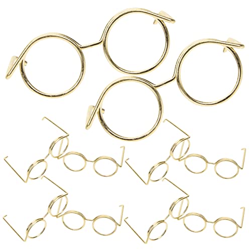 JOINPAYA 10 Stück Metallbrille Babypuppe gefälscht Mini -Puppenzubehör Haustierbrillen kindertagsgeschenke puppenkleidung gläser Brille zum Anziehen der Puppe Puppenbrillen Golden von JOINPAYA