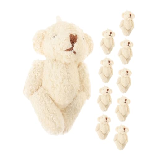 JOINPAYA 10 Stück Puppe Aus Perlensamt Plüschbärendekor Kleidung Kleine Bärenpuppe Plüsch Bär Ornament Handwerkdekoration Hut- Schals Tragen Ornamente DIY Liefert Pp Baumwolle Beige von JOINPAYA