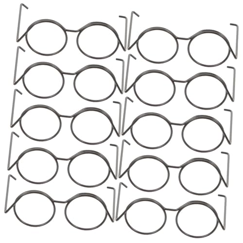 JOINPAYA 10 Stück Puppenbrille Realistisch Puppenaugen Puppe Mini-Brille Rahmen Gläser Und Vorgeben Miniatur-puppenhaus Klein Modepuppe Sonnenbrillen Für Puppen Black Metall von JOINPAYA