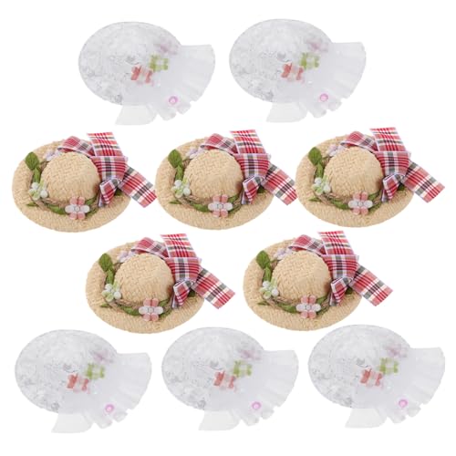 JOINPAYA 10 Stück Teiliges Miniatur Strohhut Schleife und Spitzenblume Handgefertigte Puppenhüte für DIY Kuscheltiere Vielseitiges Bastelzubehör Dekorative Hüte für Puppen von JOINPAYA