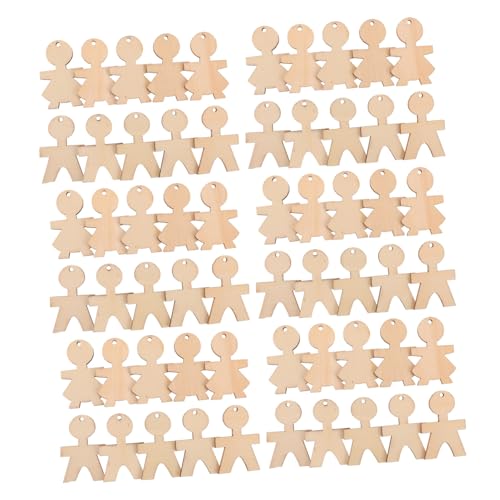 JOINPAYA 100 Stück Holzfiguren Bastelset Unbearbeitete Jungen und Mädchen Holzscheiben zum Bemalen Kreative DIY Dekoration für Kinderzimmer Party und Bastelprojekte von JOINPAYA