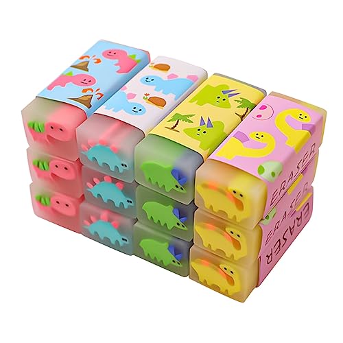 JOINPAYA 12 Stück Cartoon Dinosauriergummi Karikatur Radiergummis gekneteter Radiergummi Party groß Tierrotler Bleistiftgummi Eraser Neuheitseraser Gummisgummis Schulradierer für PVC von JOINPAYA