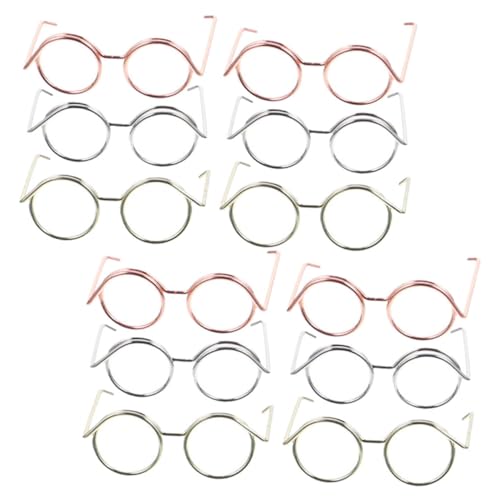 JOINPAYA 12 Stück Puppenbrille Puppengläser Zur Dekoration Brille Zum Anziehen Der Puppe Minibrille Für Puppe Mini-gläser Zum Basteln Entzückende Mini-Brille Puppe Kupferkabel von JOINPAYA