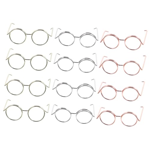 JOINPAYA 12 Stück Zubehör Für Puppenbrillen Puppe Mini Deko-Puppe Kleine Puppe Mini- Puppenbrille Minibrille Für Puppen DIY-puppenbrille Mini-Brille Minipuppenbrille Kupferkabel von JOINPAYA