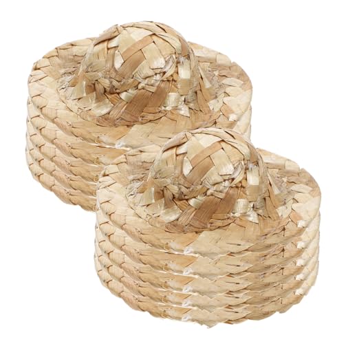 JOINPAYA 12 Stück geflochtener Strohhut Puppenaccessoire Puppenhut Strohhut für Puppen Handgefertigte Puppenhüte Hutgröße Miniatur Gewebte erste Kleiner Hut Foto-Requisite Hut basteln Beige von JOINPAYA