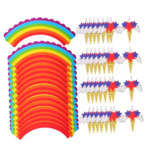 JOINPAYA 120 Stück Cupcake Topper Einhorn Cupcake Topper Kuchendekoration Topper Einhorn Horn Kuchen Topper Cupcake Dekorationen Buntes Papier von JOINPAYA