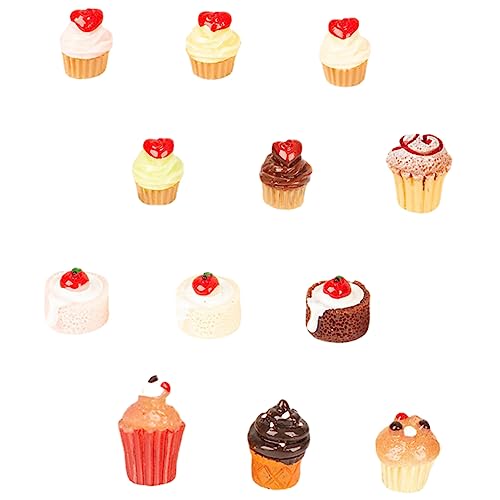 JOINPAYA 12st Simulation Kuchen Kuchenmodellierschaum Mini-fußball Herzförmiger Kuchen Aufblasbare Stirnbänder Schaumherzkuchen Cupcake-Liner DIY Schaumkuchen Basteln Mini-hausschale Harz von JOINPAYA