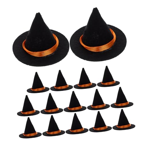 JOINPAYA 16 Stück Teiliges Mini Filz Hexenhüte Schwarz Flaschenkappen für Halloween Partydekoration Kleine Puppenhut Accessoires Vielseitige DIY Bastelideen Praktische Staubschutz von JOINPAYA