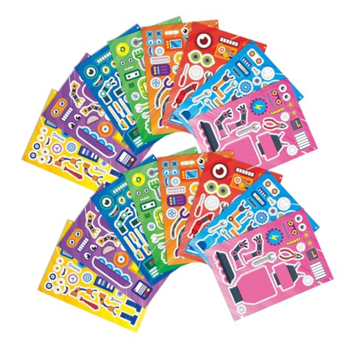 JOINPAYA 16blätter Robot Stickers Lustige Aufkleber Für Interaktive Puzzle-Sticker Im Cartoon-Design Für Partys Und Kreative Bastelprojekte von JOINPAYA