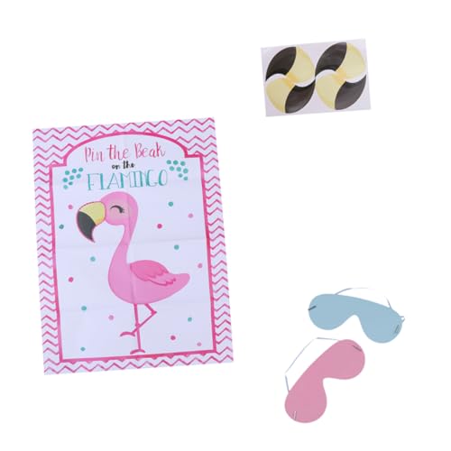 JOINPAYA 2 Sets Party Sticker Poster Kinderaufkleber Spielaufkleber Flamingo Spielaufkleber Spielposter Pin The Beak Spiel Fotoaufkleber Papier Rosa von JOINPAYA