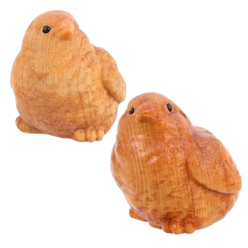 JOINPAYA 2 Stück Holzschnitzerei Handwerk Tierfigur Aus Holz Hühnerdekorationen Osterhandwerk Dekoration Tierisches Holzhandwerk Hochzeitsschmuck Aus Holz Holztierfiguren Hölzern Khaki von JOINPAYA