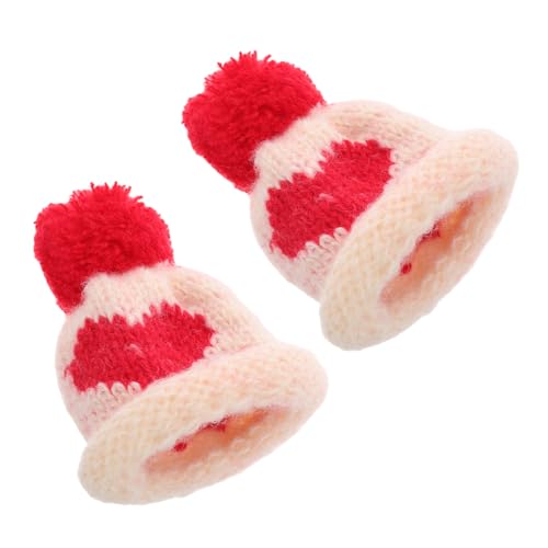 JOINPAYA 2 Stück Mini-Strickmütze kleine Strickmützen Puppenhüte Puppenhutzubehör Osterdekoration wohnaccessoires Kunst Weihnachtsdeko-Hüte DIY Strickmützen Flasche Weihnachten Stricken von JOINPAYA