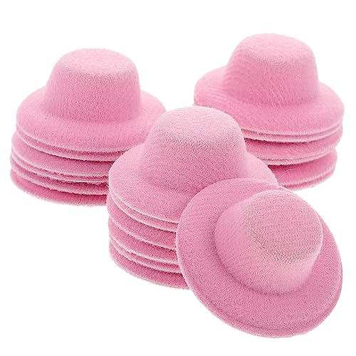 JOINPAYA 20 Stück Mini-Hut Mini-puppenmütze Miniatur-puppenhut Mini-Craft-Hut So Tun, Als Ob Sie Puppenhausdekor Würden Puppenkleid Mütze Mini-haushut-Dekoration Stoff Rosa von JOINPAYA