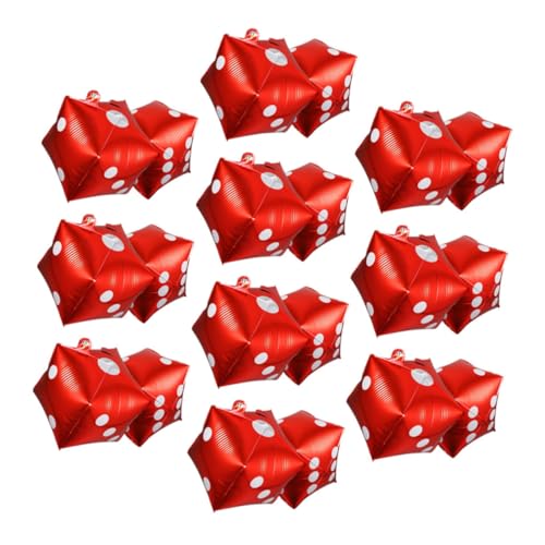JOINPAYA 20 Stück Teiliges Würfel folienballon Glänzend Leicht Sechseckig Wiederverwendbar Partydeko für Männergeburtstag Spieleabend Festival Rote Quadratische Aluminiumfolie von JOINPAYA