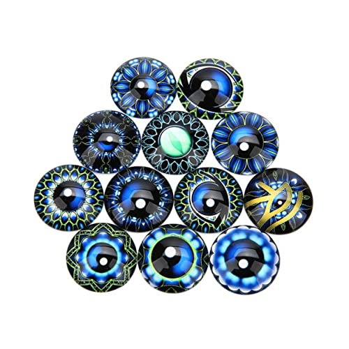 JOINPAYA 20 Stück runder Cabochon aus Glas DIY Glasflicken Uhr Dekoration Schmuckmaterial selber Machen Schmuckaufnäher Flecken Edelsteine ​​Glasaufkleber Blue von JOINPAYA
