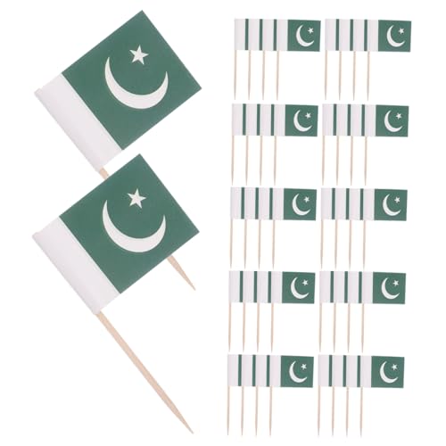 JOINPAYA 200 Stück Pakistanische Zahnstocherflagge Snack-Vorspeise auswählen Hamburger-Zahnstocher Land nimmt Kuchendekoration aus Mini-Cocktailspieße Mini Pakistan Flags hölzern Grün von JOINPAYA