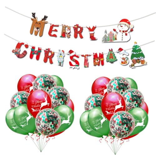 JOINPAYA 23 Stück 12 Weihnachtsgirlanden-banner Weihnachtsballons Kombination Weihnachten von JOINPAYA