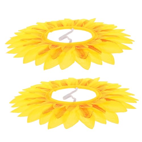 JOINPAYA 2St Sonnenblumenkopfbedeckung lustiger Hut für gelbes Blumenkostüm Kleidung Stirnband Tanzkostüm Sonnenblumenkappe Halloween Gänseblümchen Haube Requisiten Kind von JOINPAYA