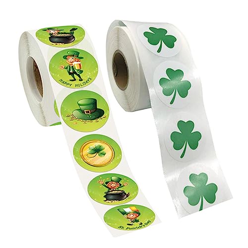 JOINPAYA 2rollen Runde Selbstklebende Aufkleber Für Patrick's Day Dekorative Kleeblatt-Sticker Für Party-Dekoration Und Geschenktüten Haftstark Und Rückstandslos Ablösbar von JOINPAYA