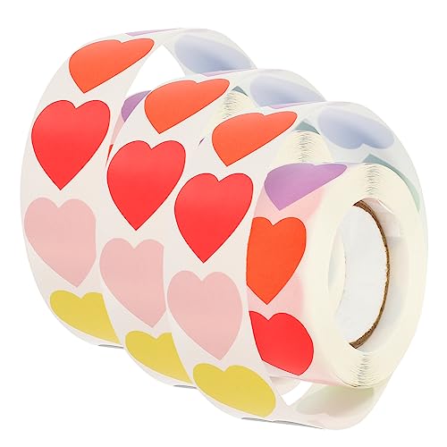 JOINPAYA 3 Rollen Aufkleber Tag Blanko Etiketten Herzaufkleber Geschenkaufkleber Fun Sticker Herzetiketten Lustige Sticker Geschenkversiegelungsaufkleber von JOINPAYA