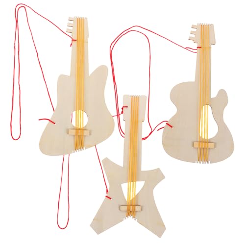 JOINPAYA 3 Stück Holzgitarren Bastelarbeiten Gitarrenhandwerk Holzinstrumentenbehänge Spielzeuggitarre Holzbausätze Gitarren DIY Kit Gitarrenfarbe Gitarrenverzierung Holz Ukulele von JOINPAYA