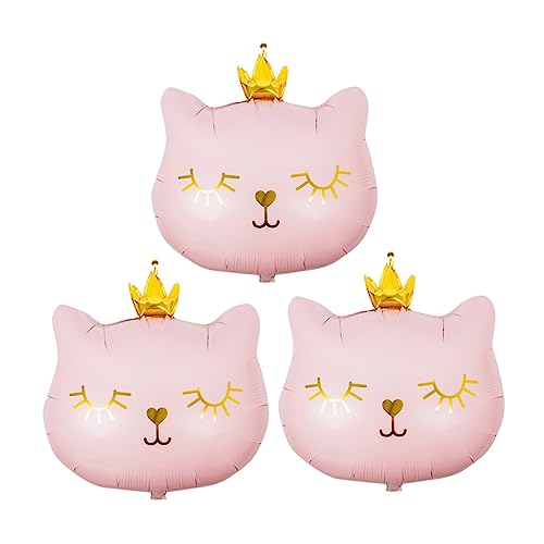 JOINPAYA 3 Stück Katzenballon wand polsterung hochzeitsdeko Dekorationen Luftballons für Katzen gastgeschenke hochzeit Cartoon-Tier-Ballon DIY -Luftballons für Aluminiumfolie Rosa von JOINPAYA