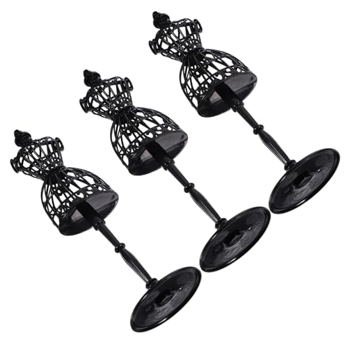 JOINPAYA 3 Stück Kleiderbügel Für Puppen Mini Stand Kleidung Puppenhaus Zubehör Kleiderständer Puppenkleiderregal Puppenkleider Zeigen Modelle Puppenmodellständer Plastik Black von JOINPAYA