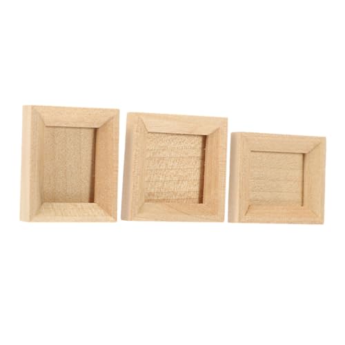 JOINPAYA 3 Stück Miniatur-fotorahmen-Ornamente Puppenhaus-miniaturen Puppenhausrahmen Puppenhaus-Badezimmer-Accessoires Unfertige Bilderrahmen Puppenhauszubehör Holz Khaki von JOINPAYA
