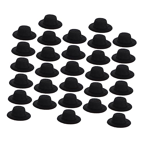 JOINPAYA 30 Stück Mini-Hut Gefühlt Mädchen Mütze Mädchen Hut winzig Zubehör klein doll Accessories Puppenkleidung Puppenhut-Kollektion verschleißfeste Minihüte Puppenhüte Stoff Black von JOINPAYA