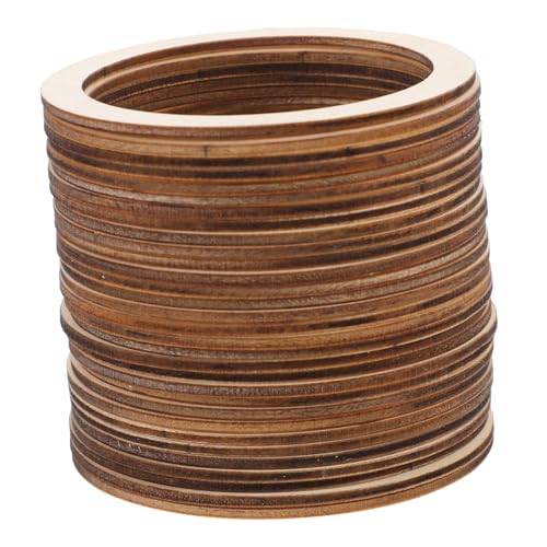 JOINPAYA 30 Stück runde Holzspäne holzdeko holzringe makramee holzperlen Kreis Hochzeit runder groß Schüttgut Flache Ausschnitte aus Graffiti-Holz unfertige Holzscheiben Bastelringe von JOINPAYA