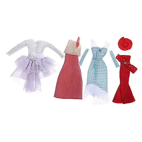 JOINPAYA 4 Sätze Puppenkleid Kleidung Kostüm Mode Zubehör Puppenabendkleid Geburtstagsgeschenk für Mädchen Puppen-Outfit Plastik von JOINPAYA