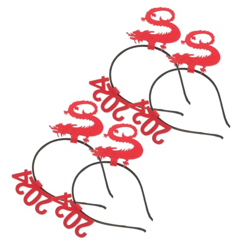 JOINPAYA 4 Stück 2024 Jahr des Drachen-Stirnbandes Maskottchen-Drachen-Haarreifen Tier-Stirnband deko geschenke für kinder Stirnband-Stütze Cartoon-Drachen-Stirnband Karikatur Kopfbedeckung von JOINPAYA