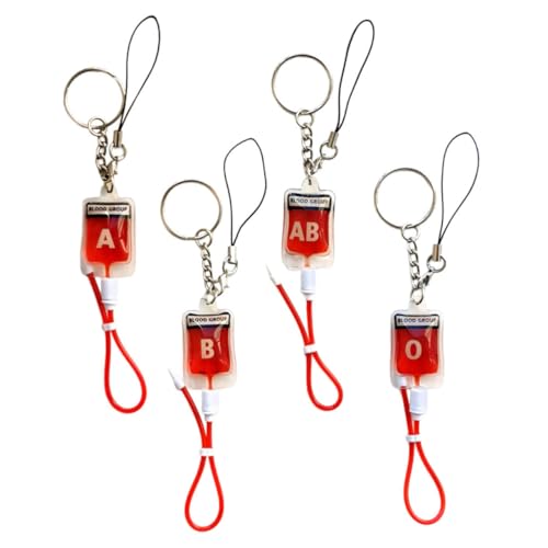 JOINPAYA 4 Stück Blutbeutel-Schlüsselanhänger Krankenschwester-Taschenanhänger neuartiger Schlüsselanhänger Schlüsselringe Bürodekoration Kleiner Schlüsselanhänger aus Edelstahl von JOINPAYA