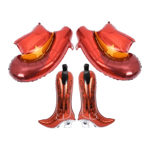 JOINPAYA 4 Stück Cowboy Party Dekorationen Bälle Party Dekorationen Luftballons Ballonbogen Ständer Cowboy Stiefel Ballon Western Themen Luftballons Aufblasbares Aluminiumfolie von JOINPAYA