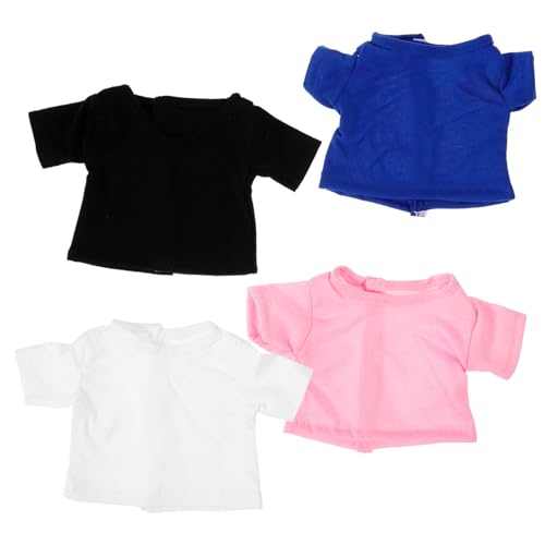 JOINPAYA 4 Stück Kuscheltier-T-Shirt mit Bärenmotiv Puppen für Mädchen ausgestopft Plüsch Puppen Accessoires puppenkleider Set Puppen-T-Shirt-Kleidung wiederverwendbares Puppenkleid Stoff von JOINPAYA