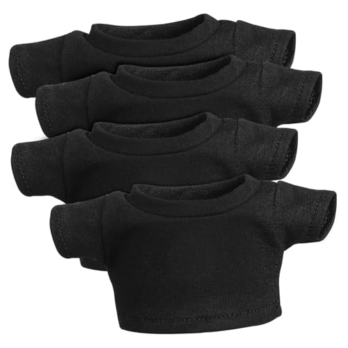 JOINPAYA 4 Stück Puppe Kurze Ärmel Tragen Sie Plüschkleidung Kleidung Für Stofftiere Stofftierkleidung Stoffbär-grundkleidung Bärenshirt Bär Leeres Hemd Black Gestrickte Baumwolle von JOINPAYA
