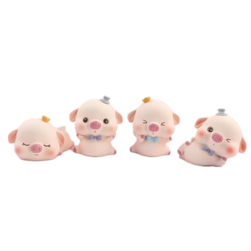 JOINPAYA 4 Stück Schweineschmuck Ornament Dekorationen Miniaturtiere Schweinefiguren Für Kuchen Cartoon-kuchen- Auto- - Figurenkuchen -topper Harz Rosa von JOINPAYA