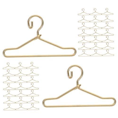 JOINPAYA 40 Stück Mini-Puppenaufhänger Kleidung Kleiderbügel Babypuppe Outfits Puppenkleideraufhänger Puppenkleider Aufhänger Mini- -Requisiten Kleiderständer für Puppen Legierung Golden von JOINPAYA