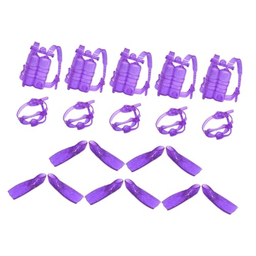 JOINPAYA 5 Sätze Puppen-Taucheranzug Tauchausrüstung für Brille Strand Schwimmen tauchen Puppen Tauchset Puppen Tauchmaske und Schnorchel Puppenkleidungsteile Puppenteile Violett von JOINPAYA