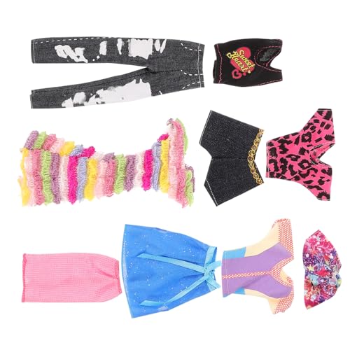 JOINPAYA 5 Sätze Puppenkleid Puppen Kleidung Puppenoutfit Puppenmode dekorativer Puppenrock Cartoon-Puppenkostüm Puppe Ersatzkleid Requisite Miniatur-Puppen-Outfit-Dekore Stoff von JOINPAYA