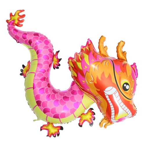 JOINPAYA 5 Stück Drachenballon Jahr Luftballons Pink Dragon Ballon Led Neu Drachenmandeljahr Ballon Party Aufblasbare Drachendekoration Chinesischer Frühlingsfestballon Aluminiumform Rosa von JOINPAYA