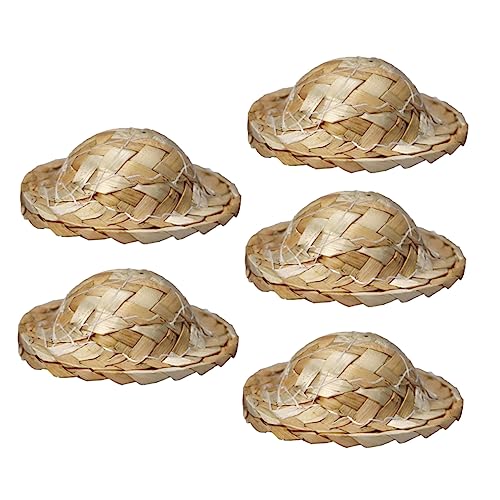 JOINPAYA 5 Stück kleine Hausmöbel Miniatures puppenstubenmöbel stylingbã¼rsten puppenhauszubehör Sombrero Hut einfach Strohhut Mini-Puppenhüte Puppenhausverzierungen Miniaturhut Gras Khaki von JOINPAYA