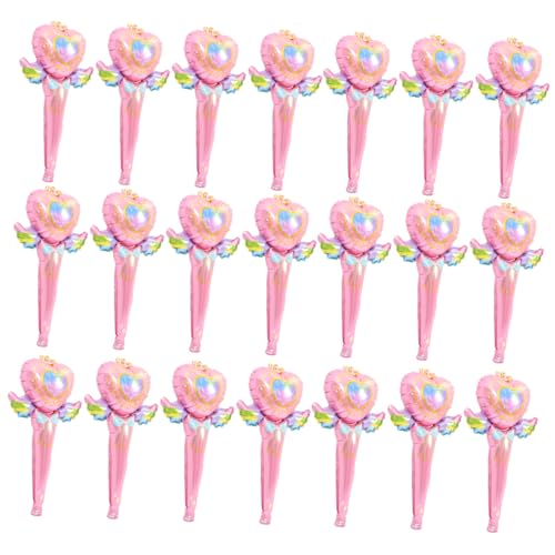 JOINPAYA 50 Stück Aufblasbarer Feenstab Ballonreifenständer Feenhafte Luftballons Ballon Glänzen Für Tisch Füller Für Ballonpumpen Ballonstäbchen Rosa Aluminiumfolie von JOINPAYA