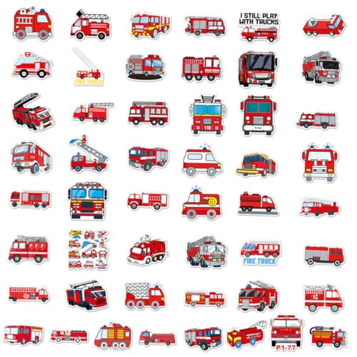 JOINPAYA 50stücke Feuerwehrwagen Aufkleber Selbstklebende Scrapbook Sticker Für Notizbuch Und Dekoration Kreative Aufkleber Für Erwachsene von JOINPAYA