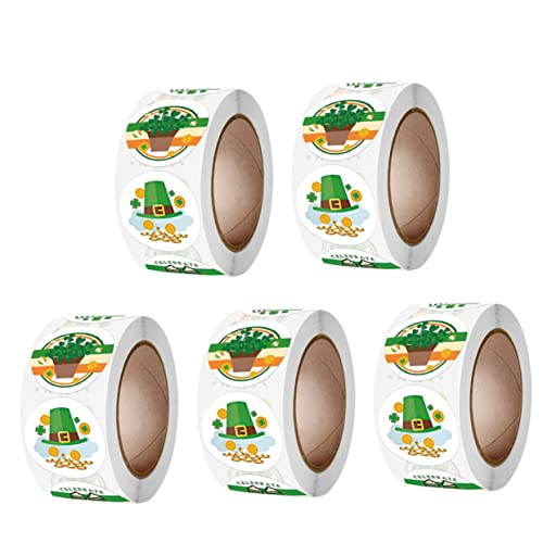 JOINPAYA 5rollen Kleeblatt Aufkleber Shamrock Sticker Für Patrick's Day wasserdichte Dekoration Für Und Partybedarf Kreative Feiertagsetiketten Hochwertigem von JOINPAYA